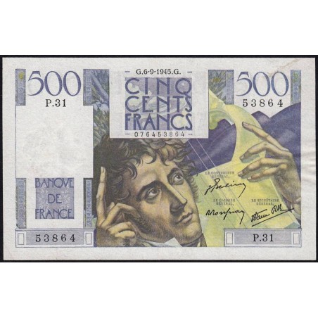 F 34-02 - 06/09/1945 - 500 francs - Chateaubriand - Série P.31 - Etat : TTB+