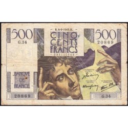 F 34-02 - 06/09/1945 - 500 francs - Chateaubriand - Série G.34 - Etat : TB-