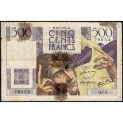 F 34-02 - 06/09/1945 - 500 francs - Chateaubriand - Série Q.36 - Etat : AB
