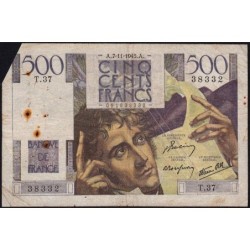 F 34-03 - 07/11/1945 - 500 francs - Chateaubriand - Série T.37 - Etat : AB