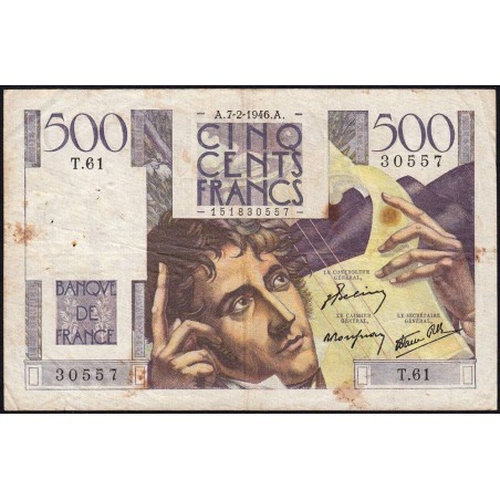 F 34-04 - 07/02/1946 - 500 francs - Chateaubriand - Série T.61 - Etat : B+ à TB-