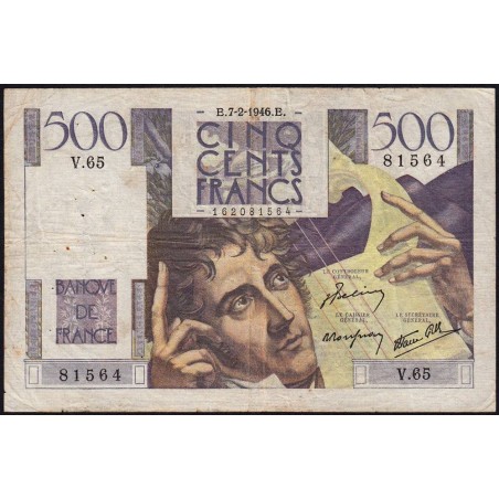 F 34-04 - 07/02/1946 - 500 francs - Chateaubriand - Série V.65 - Etat : TB-