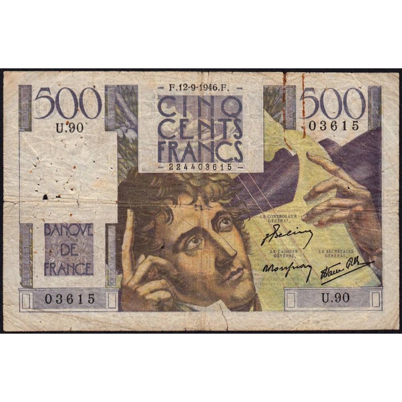 F 34-06 -12/09/1946 - 500 francs - Chateaubriand - Série U.90 - Etat : B+