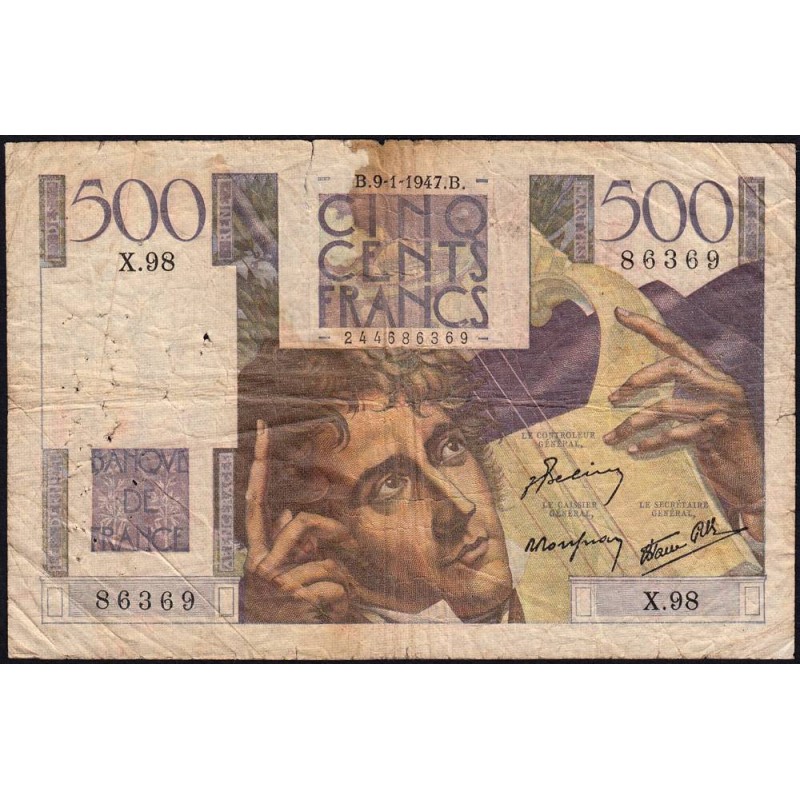 F 34-07 - 09/01/1947 - 500 francs - Chateaubriand - Série X.98 - Etat : B