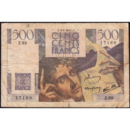 F 34-07 - 09/01/1947 - 500 francs - Chateaubriand - Série Z.99 - Etat : B