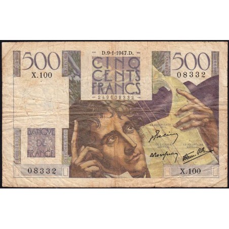 F 34-07 - 09/01/1947 - 500 francs - Chateaubriand - Série X.100 - Etat : B+