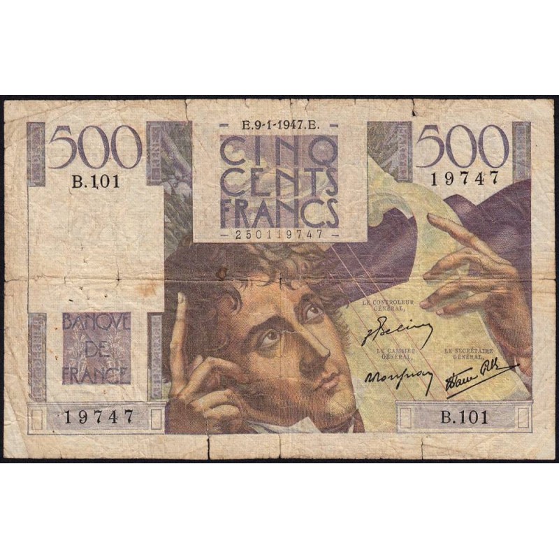 F 34-07 - 09/01/1947 - 500 francs - Chateaubriand - Série B.101 - Etat : B