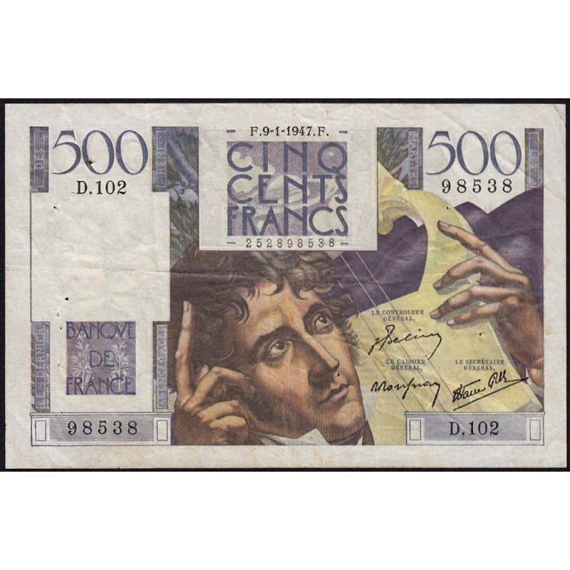 F 34-07 - 09/01/1947 - 500 francs - Chateaubriand - Série D.102 - Etat : TTB-