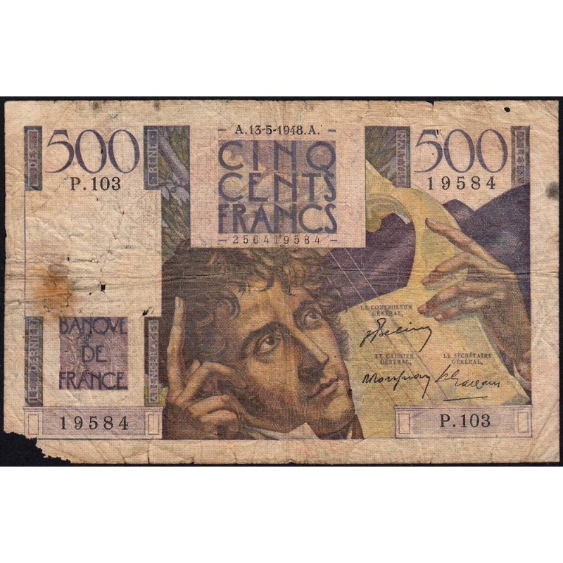 F 34-08 - 13/05/1948 - 500 francs - Chateaubriand - Série P.103 - Etat : AB