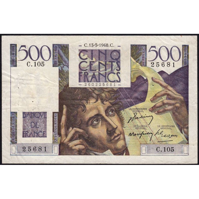 F 34-08 - 13/05/1948 - 500 francs - Chateaubriand - Série C.105 - Etat : TTB-