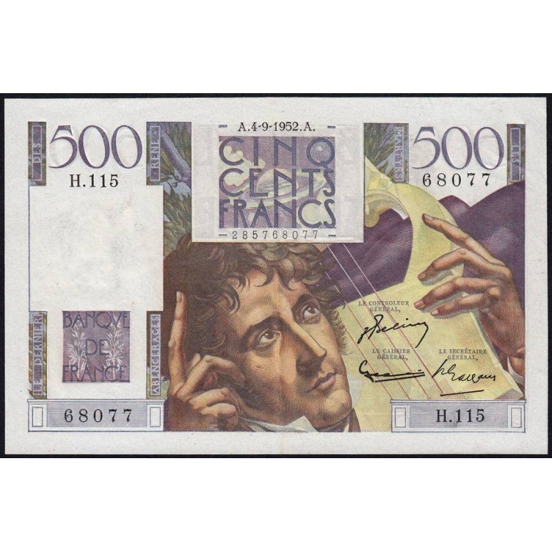 F 34-10 - 04/09/1952 - 500 francs - Chateaubriand - Série H.115 - Etat : SUP+ à SPL
