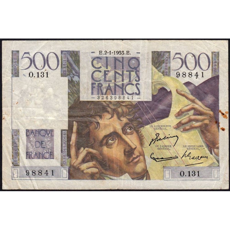 F 34-11 - 02/01/1953 - 500 francs - Chateaubriand - Série O.131 - Etat : TB
