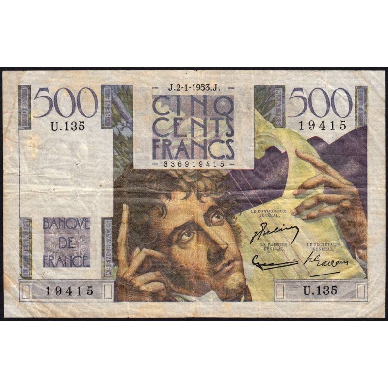 F 34-11 - 02/01/1953 - 500 francs - Chateaubriand - Série U.135 - Etat : TB