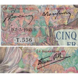 F 47-24 - 03/05/1945 - 5000 francs - Empire Français - Série T.556 - Etat : TTB-