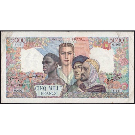 F 47-26 - 17/05/1945 - 5000 francs - Empire Français - Série O.605 - Etat : TTB-