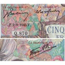 F 47-37 - 02/08/1945 - 5000 francs - Empire Français - Série Q.870 - Etat : TTB+ à SUP