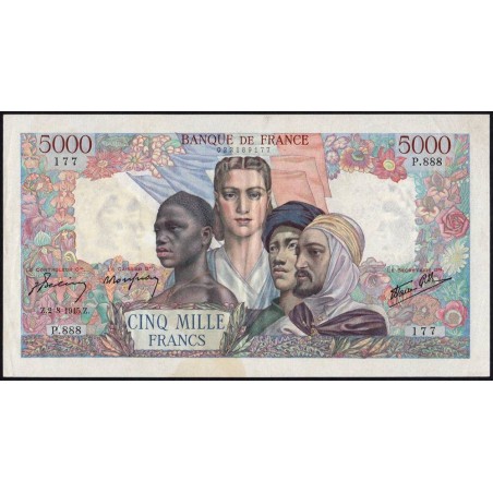 F 47-37 - 02/08/1945 - 5000 francs - Empire Français - Série P.888 - Etat : SUP