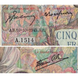 F 47-47 - 10/10/1945 - 5000 francs - Empire Français - Série A.1514 - Etat : B-