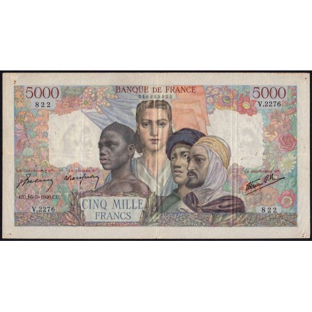 F 47-53 - 16/05/1946 - 5000 francs - Empire Français - Série V.2276 - Etat : TTB-