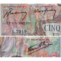 F 47-57 - 02/01/1947 - 5000 francs - Empire Français - Série L.2919 - Etat : TTB+