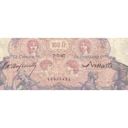 F 21-10 - 07/07/1897 - 100 francs - Bleu et rose - Série M.2240 - Etat : TB à TB+