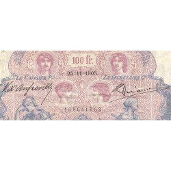 F 21-19 - 25/11/1905 - 100 francs - Bleu et rose - Série R.4362 - Etat : TB-