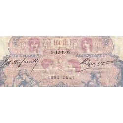 F 21-19 - 05/12/1905 - 100 francs - Bleu et rose - Série S.4370 - Etat : TB-