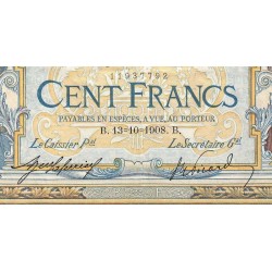 F 22-01 - 13/10/1908 - 100 francs - Merson avec LOM - Série N.478 - Etat : TTB à TTB+