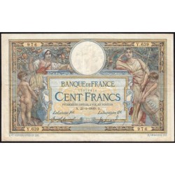 F 22-02 - 21/01/1909 - 100 francs - Merson avec LOM - Série Y.639 - Etat : TB+