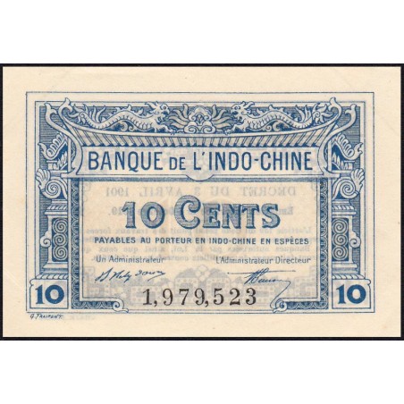 Indochine Française - Pick 43 - 10 cents - 06/10/1919- Etat : SPL+