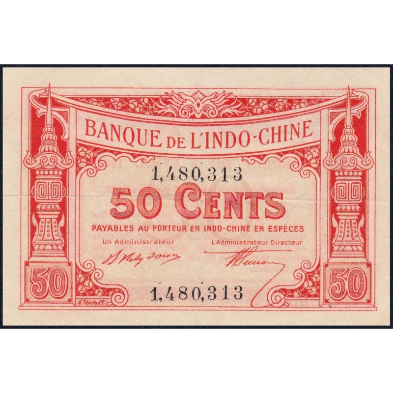 Indochine Française - Pick 46 - 50 cents - 06/10/1919- Etat : TTB+