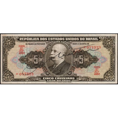 Brésil - Pick 142 - 5 cruzeiros - Série 225 - Estampa 2 - 1950 - Etat : TB+