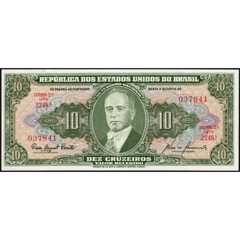 Brésil - Pick 159f - 10 cruzeiros - Série 2248 - Estampa 2 - 1961 - Etat : NEUF