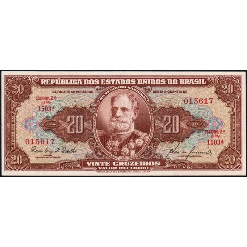 Brésil - Pick 160d - 20 cruzeiros - Série 1503 - Estampa 2 - 1961 - Etat : SPL