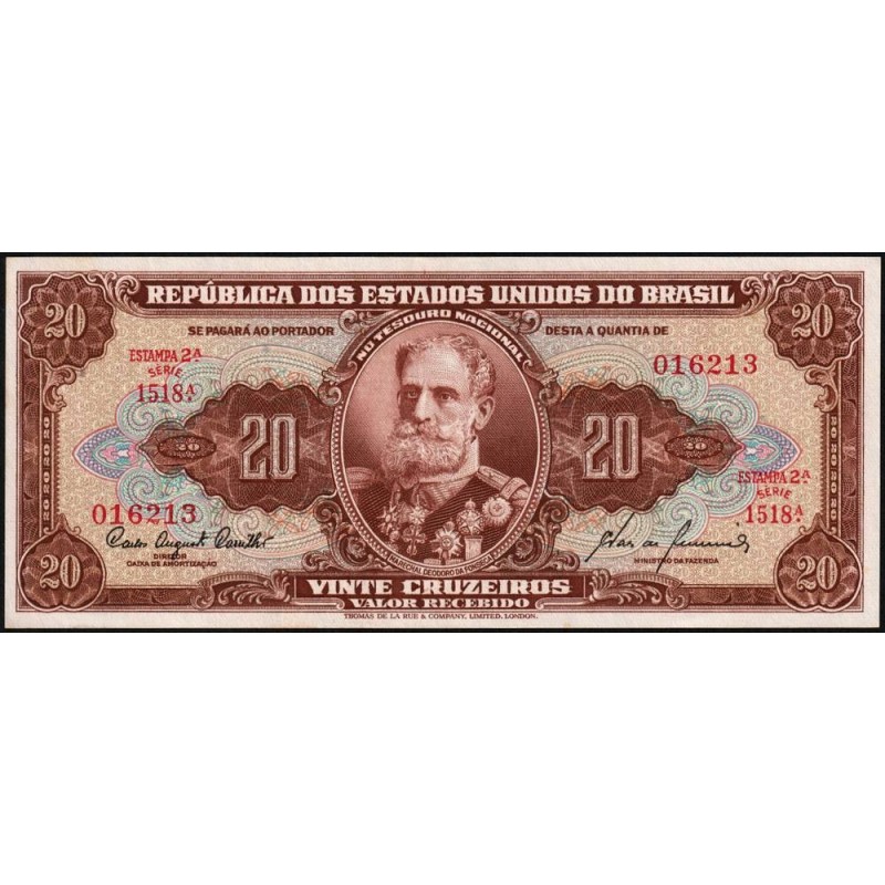 Brésil - Pick 160d - 20 cruzeiros - Série 1518 - Estampa 2 - 1961 - Etat : SPL