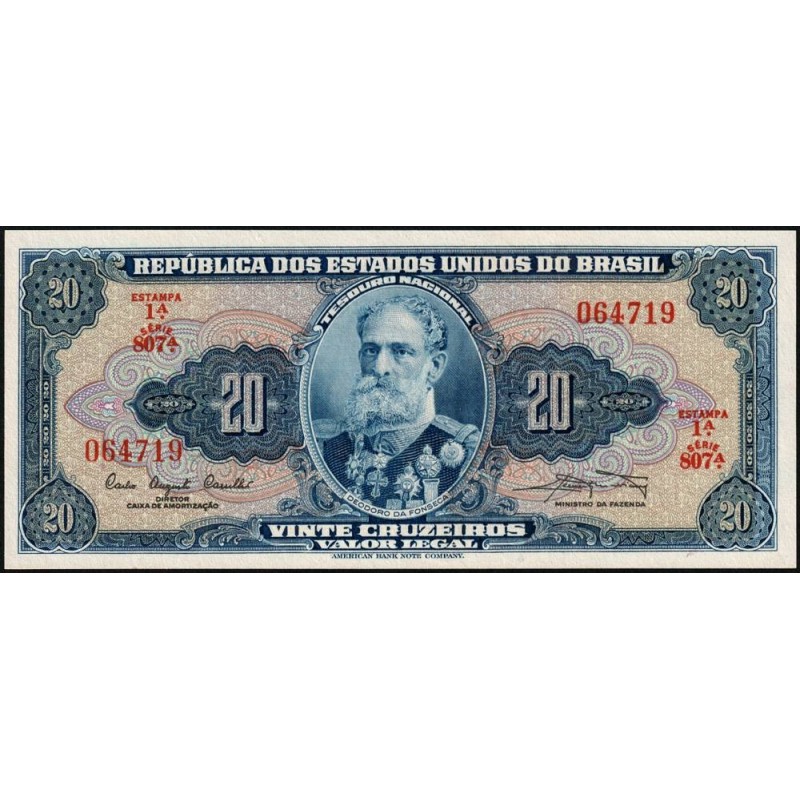 Brésil - Pick 168a - 20 cruzeiros - Série 807 - Estampa 1 - 1961 - Etat : NEUF
