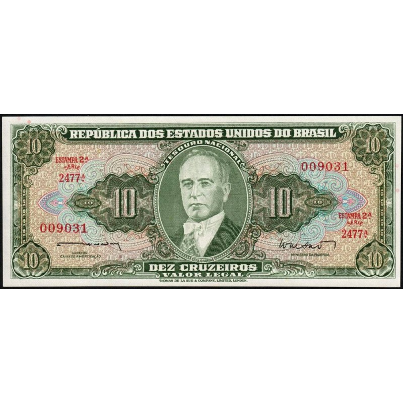 Brésil - Pick 177a - 10 cruzeiros - Série 2477 - Estampa 2 - 1962 - Etat : pr.NEUF