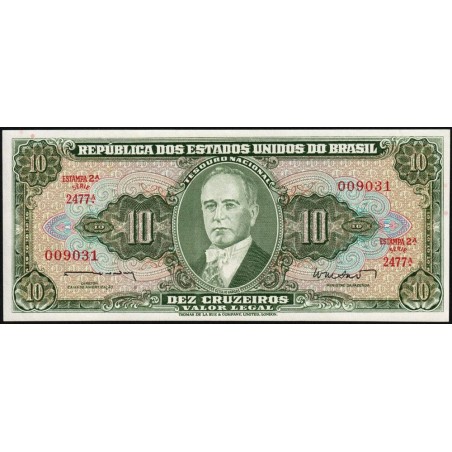 Brésil - Pick 177a - 10 cruzeiros - Série 2477 - Estampa 2 - 1962 - Etat : pr.NEUF