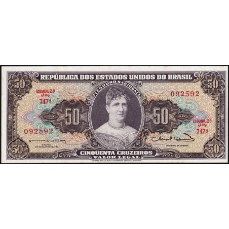 Brésil - Pick 179 - 50 cruzeiros - Série 747 - Estampa 2 - 1963 - Etat : SPL+