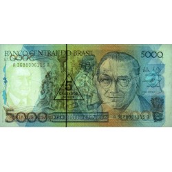 Brésil - Pick 217b - 5 cruzados novos / 5'000 cruzados - Série AA 3688 - 1989 - Etat : NEUF