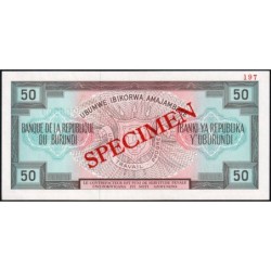 Burundi - Pick 28a_2s - 50 francs - Série AF - 01/05/1979 - Spécimen - Etat : NEUF