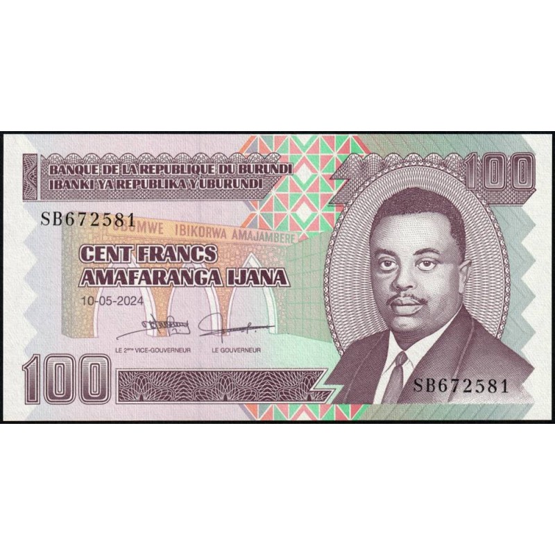 Burundi - Pick 44c - 100 francs - Série SB - 01/05/2024 - Etat : NEUF