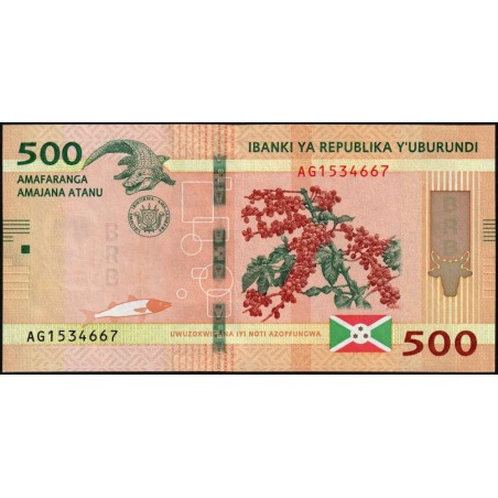 Burundi - Pick 50c - 500 francs - Série AG - 18/10/2023 - Etat : NEUF