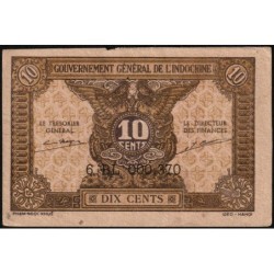 Indochine Française - Pick 89b - 10 cents - Série 6 BL - 1945 - Etat : TTB