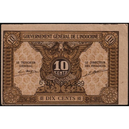 Indochine Française - Pick 89b - 10 cents - Série 6 BN - 1945 - Etat : TTB+