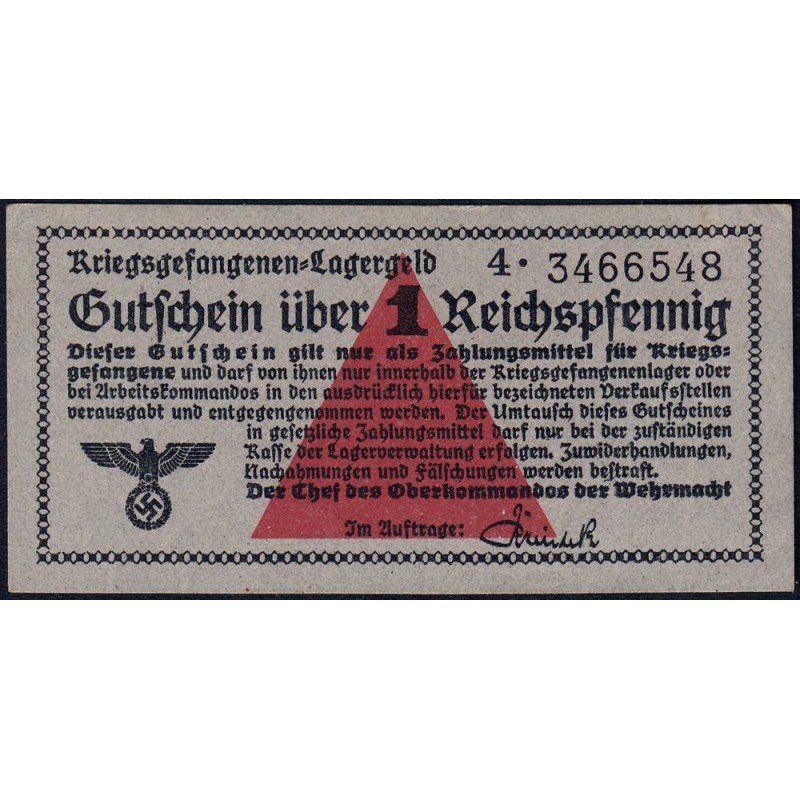 Allemagne - Camp de prisonniers WW2 - 1 reichspfennig - Série 4 - 1939/1940 - Etat : SUP+
