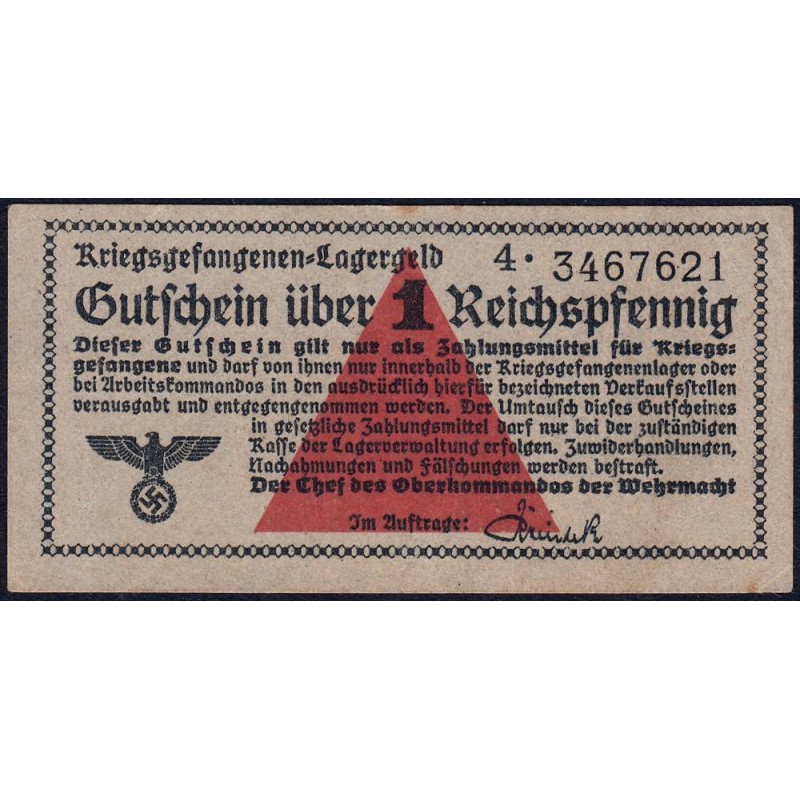 Allemagne - Camp de prisonniers WW2 - 1 reichspfennig - Série 4 - 1939/1940 - Etat : SUP
