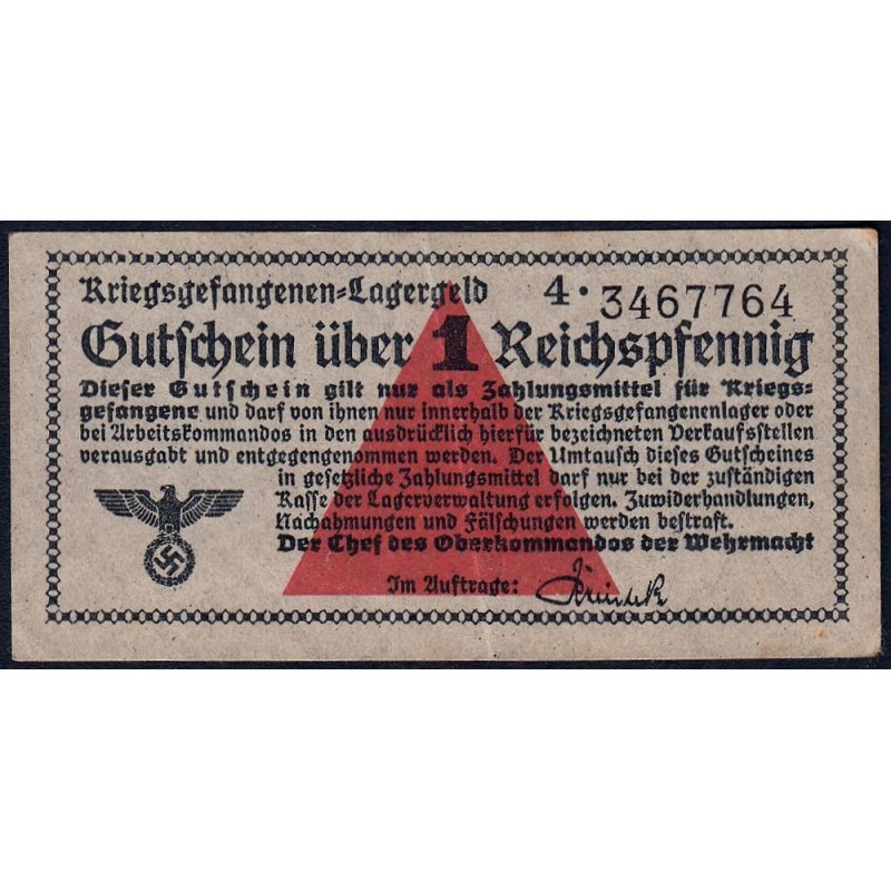 Allemagne - Camp de prisonniers WW2 - 1 reichspfennig - Série 4 - 1939/1940 - Etat : TTB+