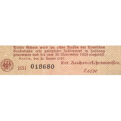 Chemin de fer Berlin - Pick S 1012a_2 - 2 millions mark - 20/08/1923 - Série B51 - Etat : TB+