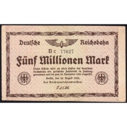 Chemin de fer Berlin - Pick S 1013b_2 - 5 millions mark - 22/08/1923 - Série Bc - Etat : TTB